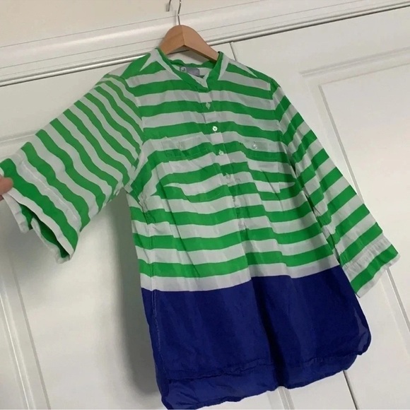 Green and Blue Striped Women’s Shirt - Picture 2 of 6